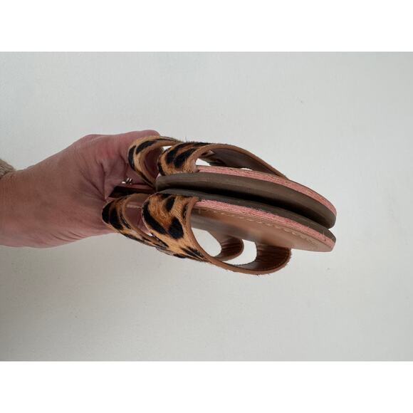 J. Crew Women's Leopard Slide Sandals Calf Hair Beachside Size 9 - Picture 5 of 6